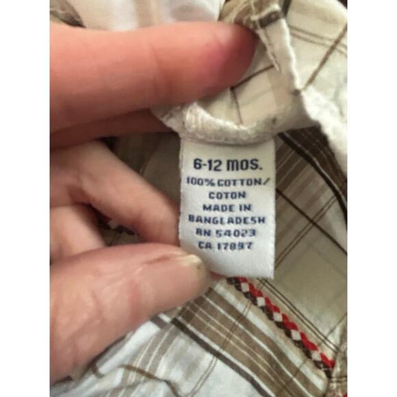 Vintage Old Navy Plaid Western Button Down Short Sleeve Short Pearl Snap 6-12 - Picture 8 of 9